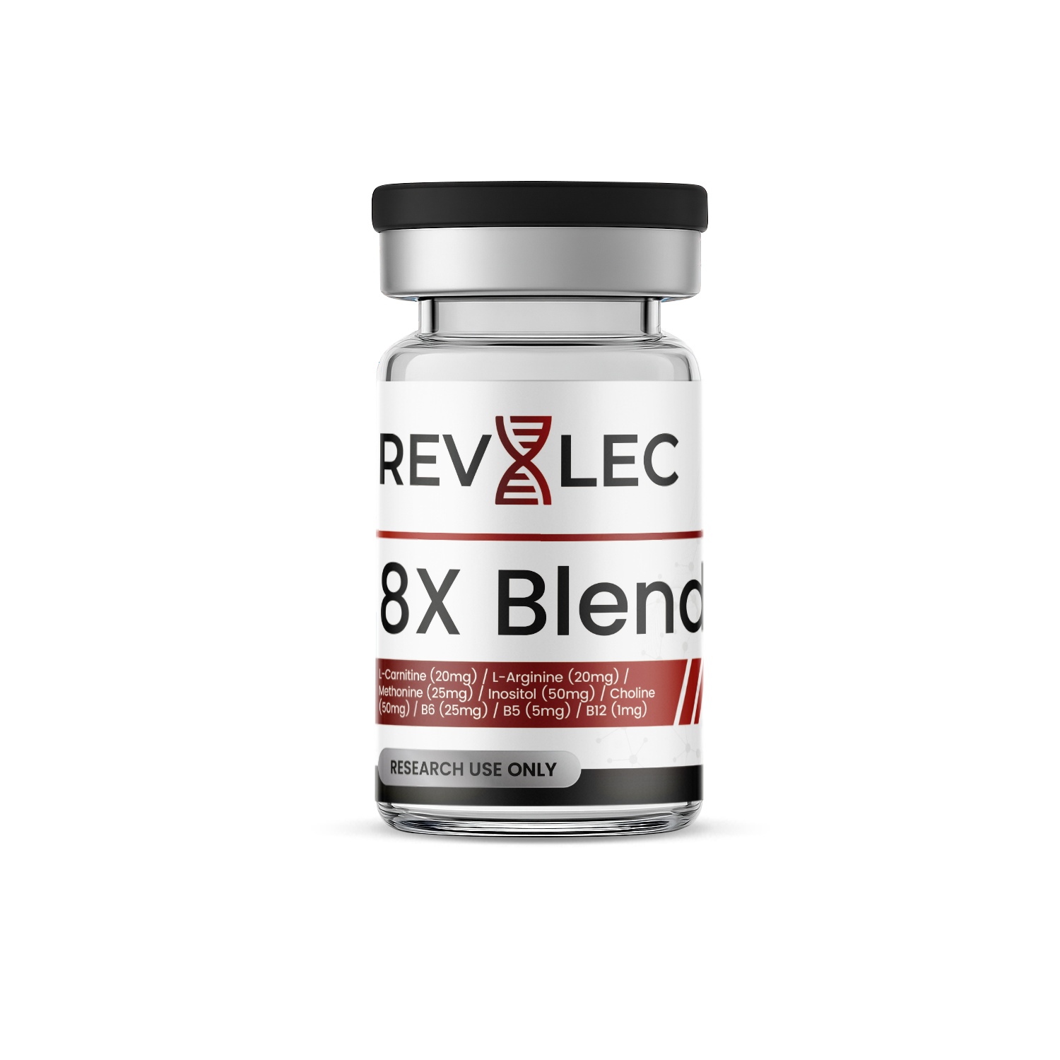 8X Blend L-Carnitine (20mg) / L-Arginine (20mg) / Methonine (25mg) / Inositol (50mg) / Choline (50mg) / B6 (25mg) / B5 (5mg) / B12 (1mg)